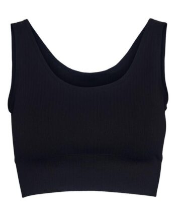 Bella Beluga Ribbed Cropped Top Black