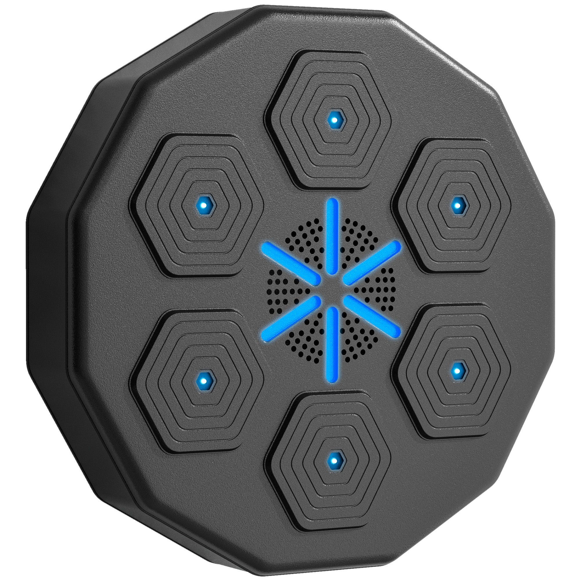 Boksetræner Med Musikfunktion Bluetooth Lysende Prikker Vægbeslag Kunstlæder Sort