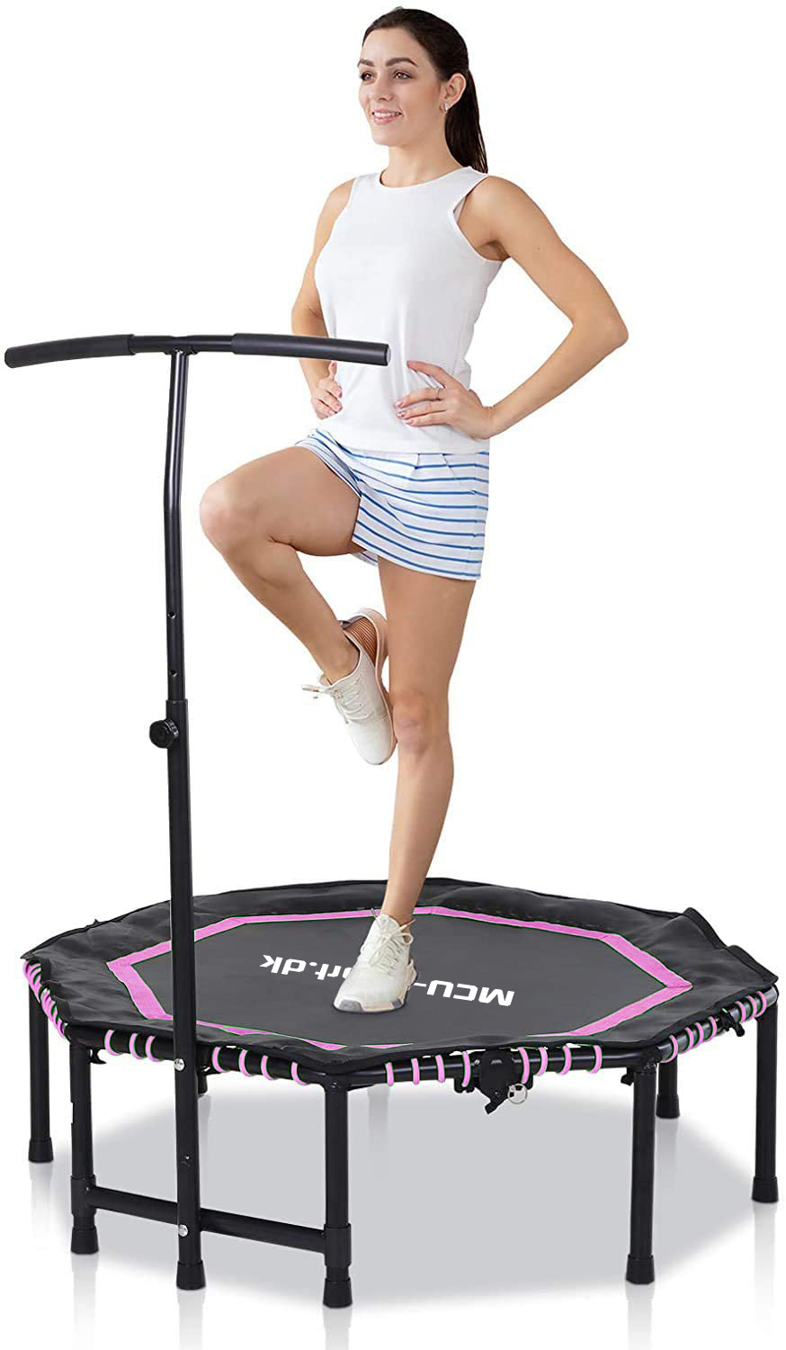 Mcu Sport Fitness Trampolin Octagon Foldbar Håndtag 122cm Pink