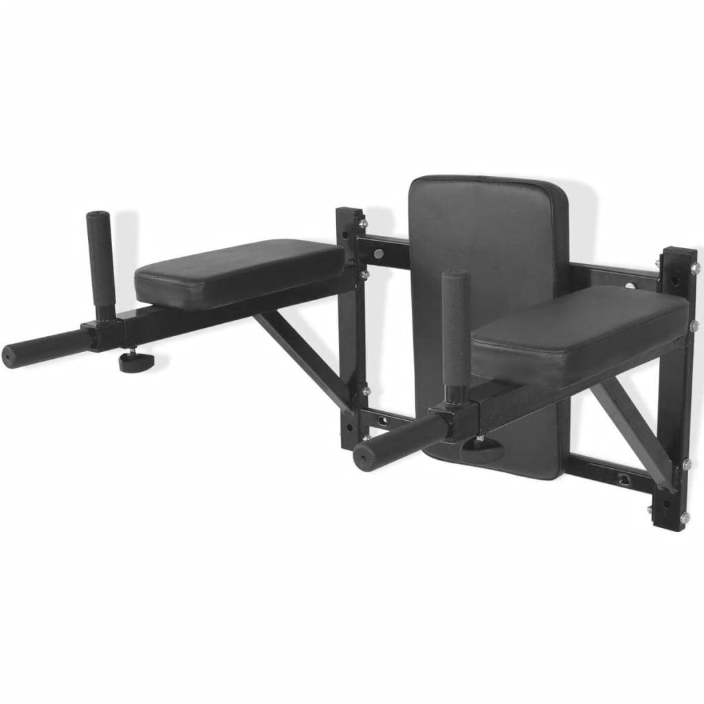 Vægmonteret Fitness Dipstation Sort Justerbare Håndtag