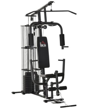 Power Station Fitness Station Fitnessudstyr Multifunktionsstyrketræning Multistation Træningsstation Med Lat Pulldown Butterfly Bar 45kg Vægte Reb Fitnessudstyr Til Hjemmet Sort