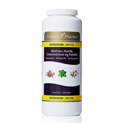 Baldrian Humle Citronmelisse Kamille Fitness Pharma 200 Kapsler