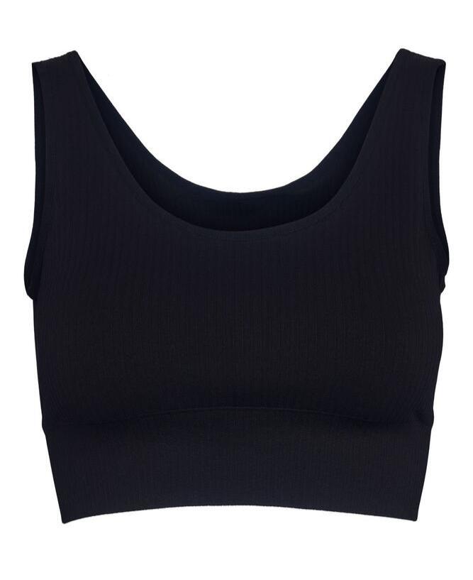Bella Beluga Ribbed Cropped Top Black