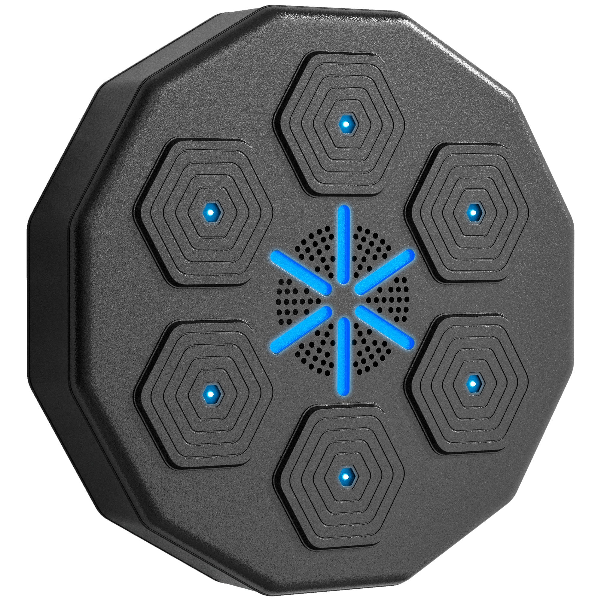 Boksetræner Med Musikfunktion Bluetooth Lysende Prikker Vægmontering Kunstlæder Sort