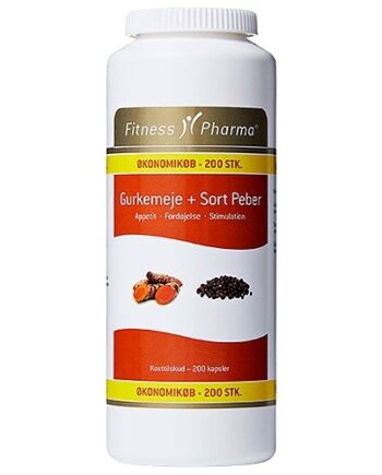 Gurkemeje   Sort Peber 200 Kapsler Fitness Pharma