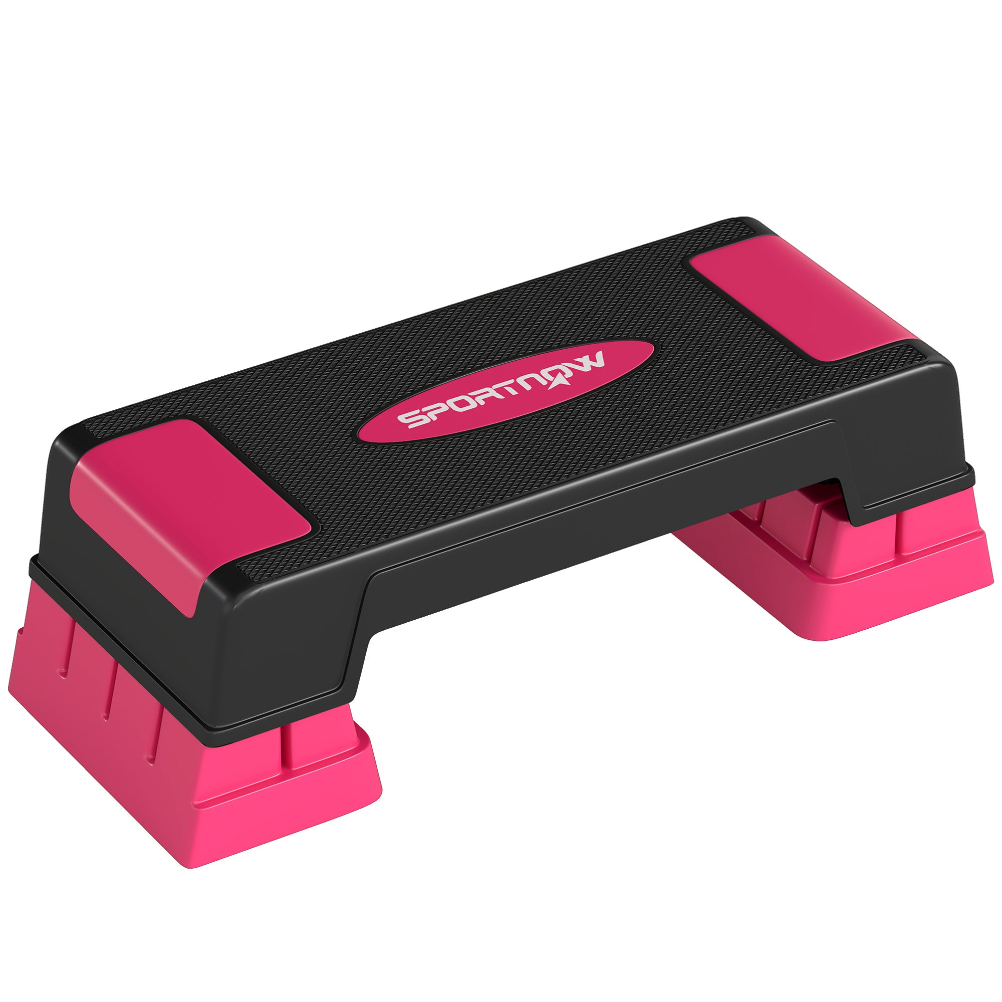 Højdejusterbart Stepbræt Fitness Aerobic Stepper Med Niveauer Skridsikker Måtte Sortpink