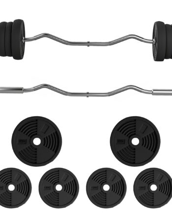 Vægtstangssæt Skridsikker Curlstang Med Vægte Pvc Belægning Stålvægtstang